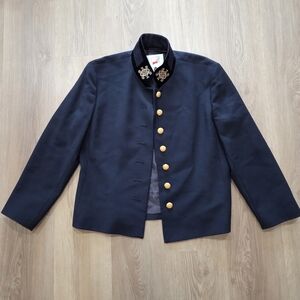 Vtg Mondi Military Inspired Blazer Tailored Jacket 38 Germany Eagle Velvet Punk